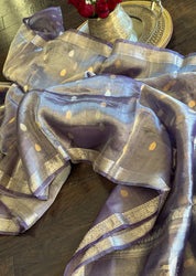 Tissue Organza Silk Banarasi - Purple