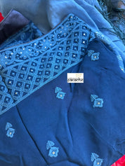 Designer Geogette Chikankari - Blue shaded