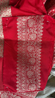 Soft Silk Banaras Saree - Red Zari Woven