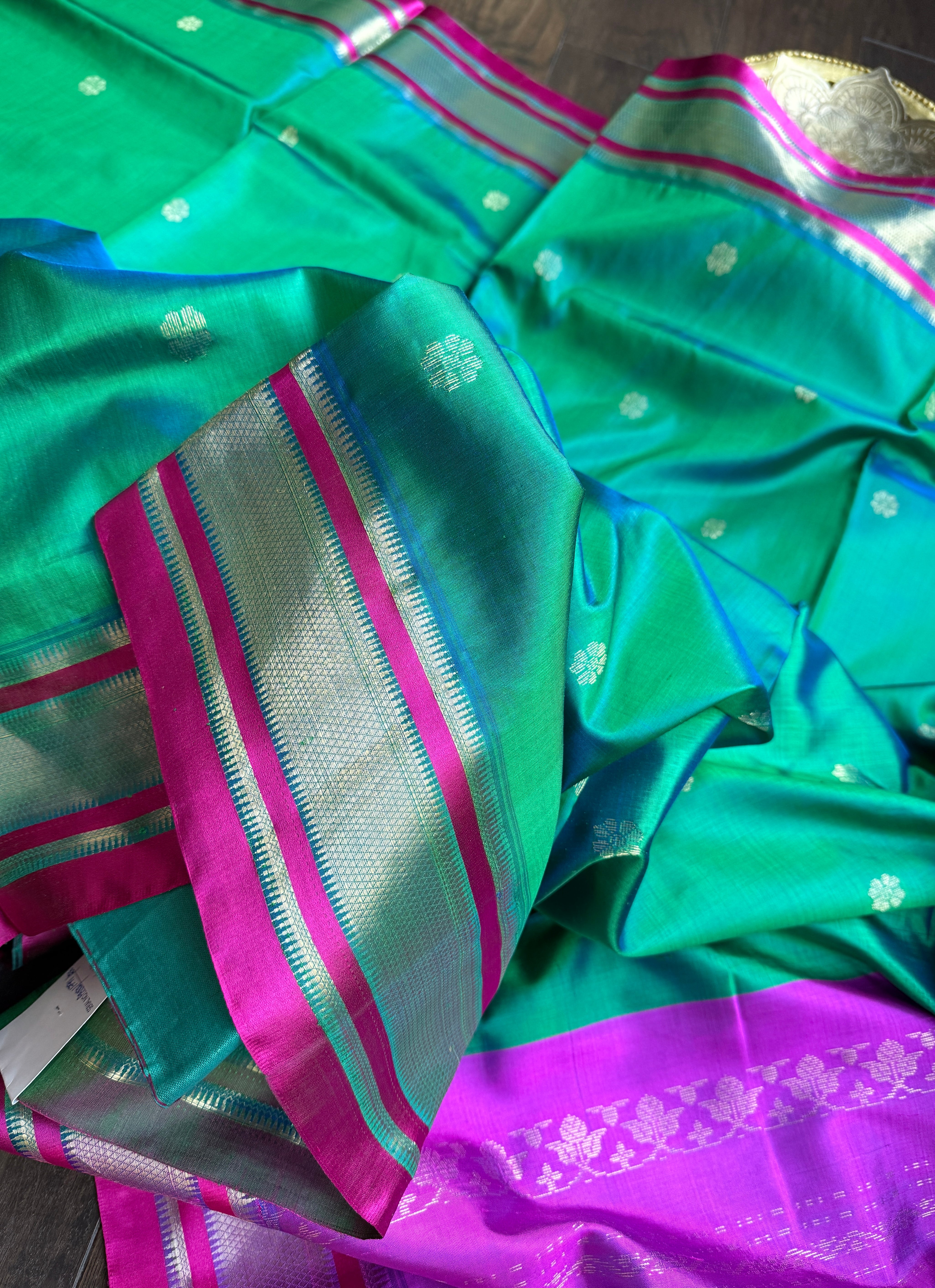 Pure Garad Silk- Sea Green Purple