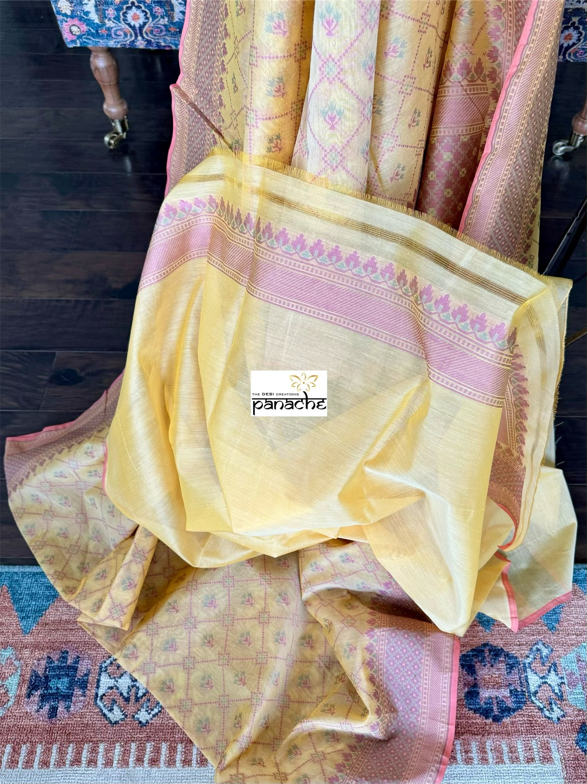 Kora Cotton Banarasi - Light Yellow Pink