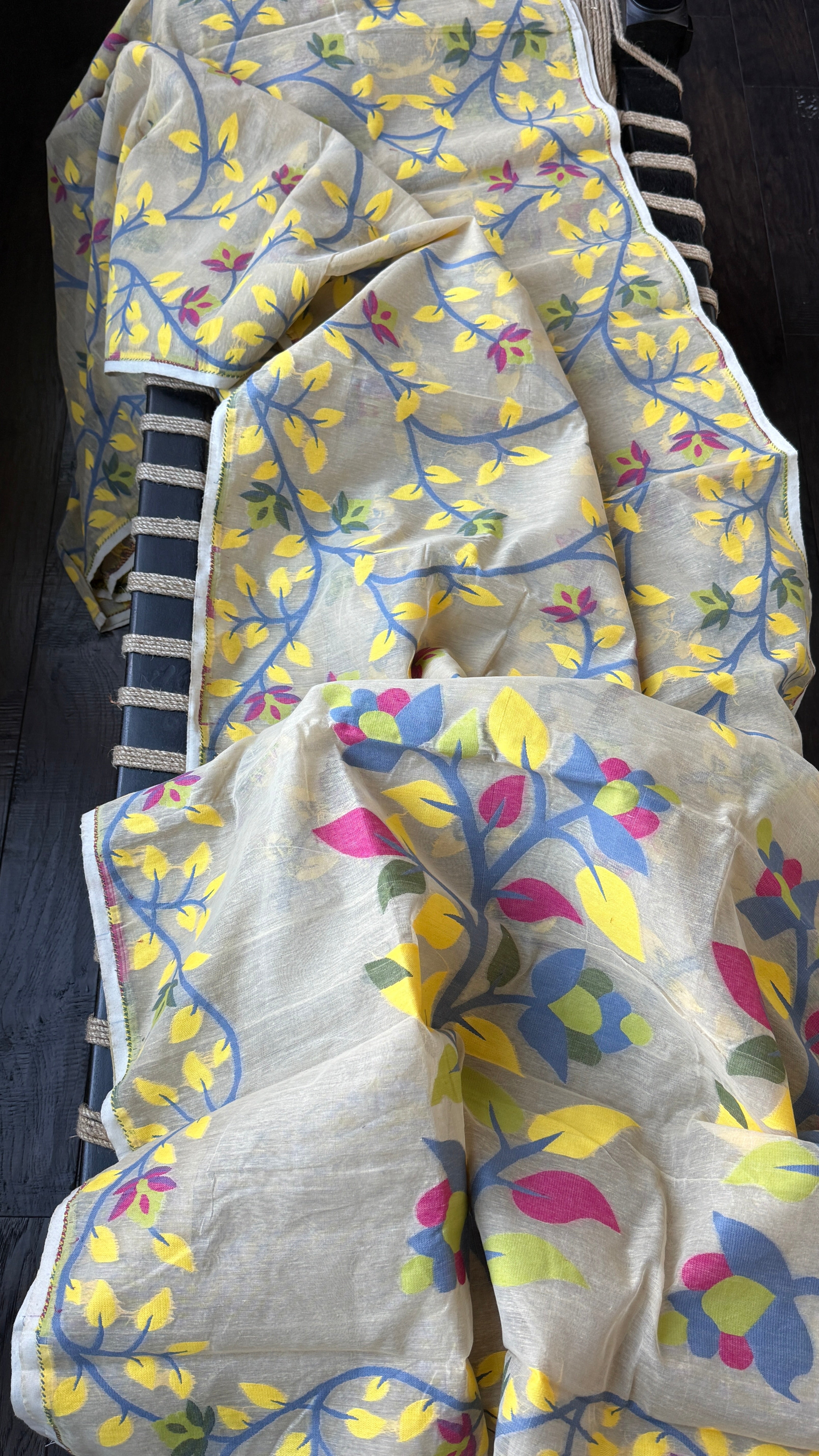 Cotton Jamdaani  - Beige Tan Multi Colored 3