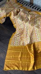 Bishnupur Silk Printed - Yellow Ikat