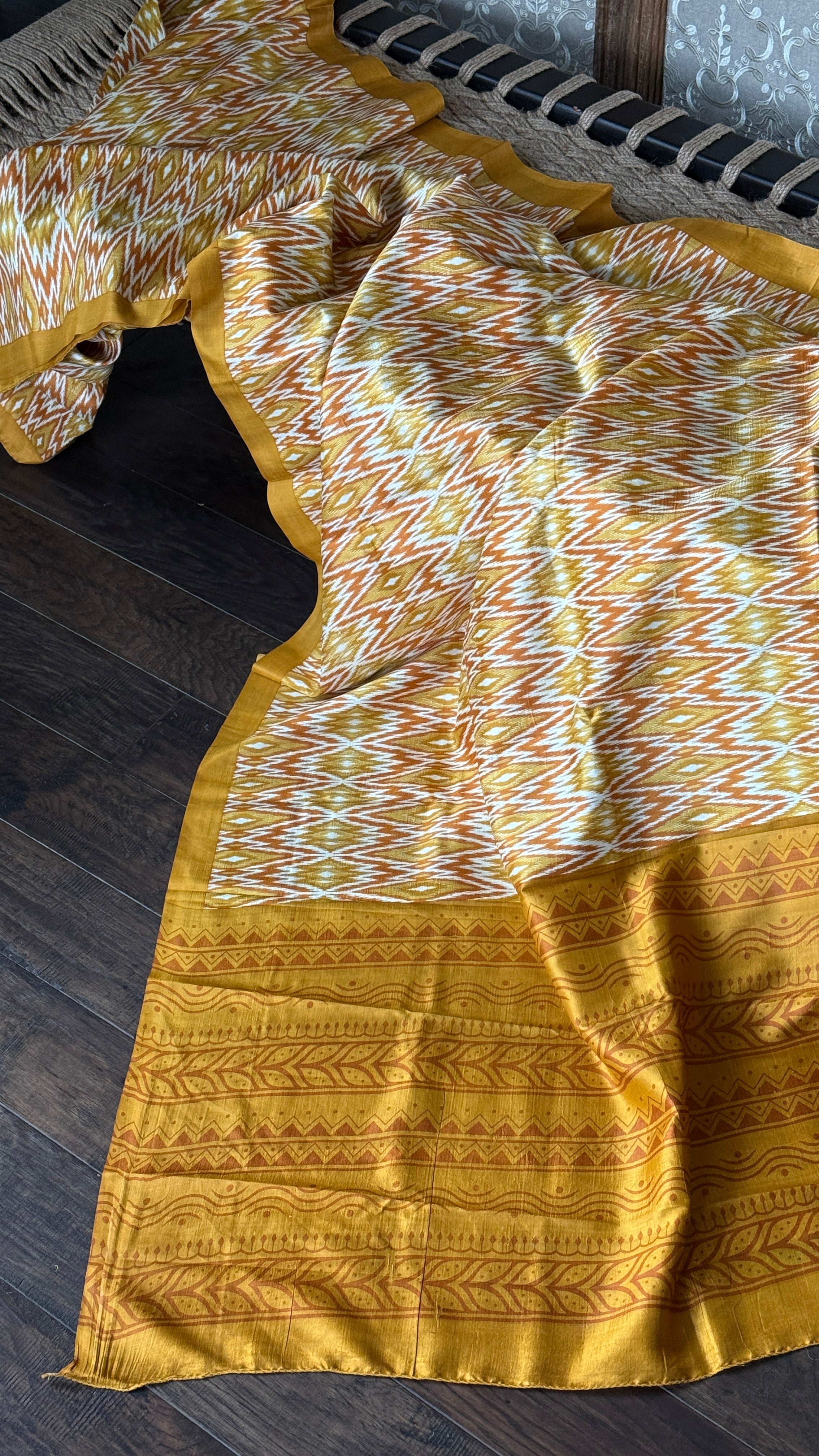 Bishnupur Silk Printed - Yellow Ikat