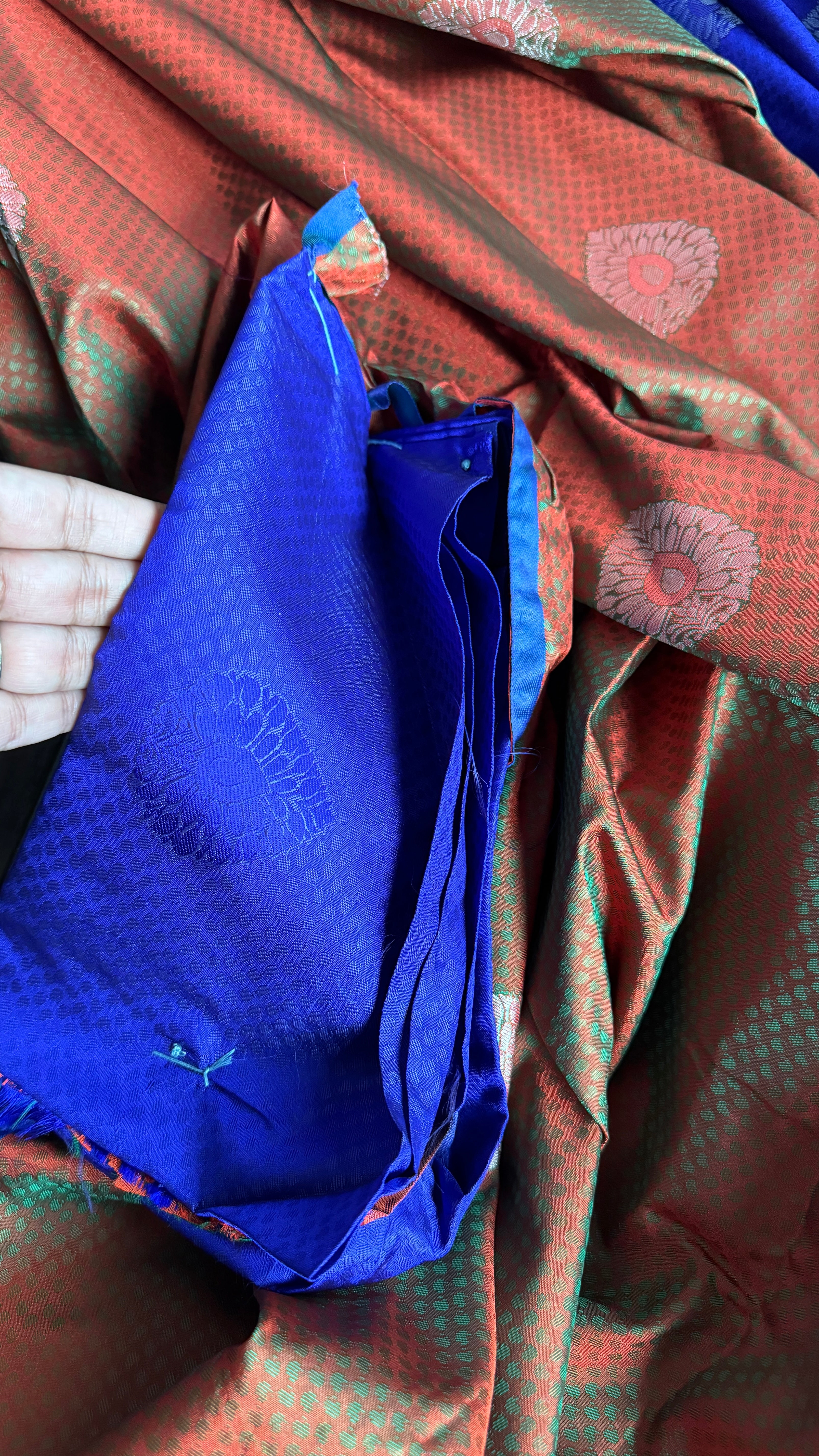 Soft Silk Kanjivaram - Brown Blue Tanchui Patli Pallu