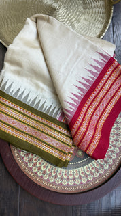 Vidarbha Tussar Silk - Tussar Color Ganga Yamuna Woven