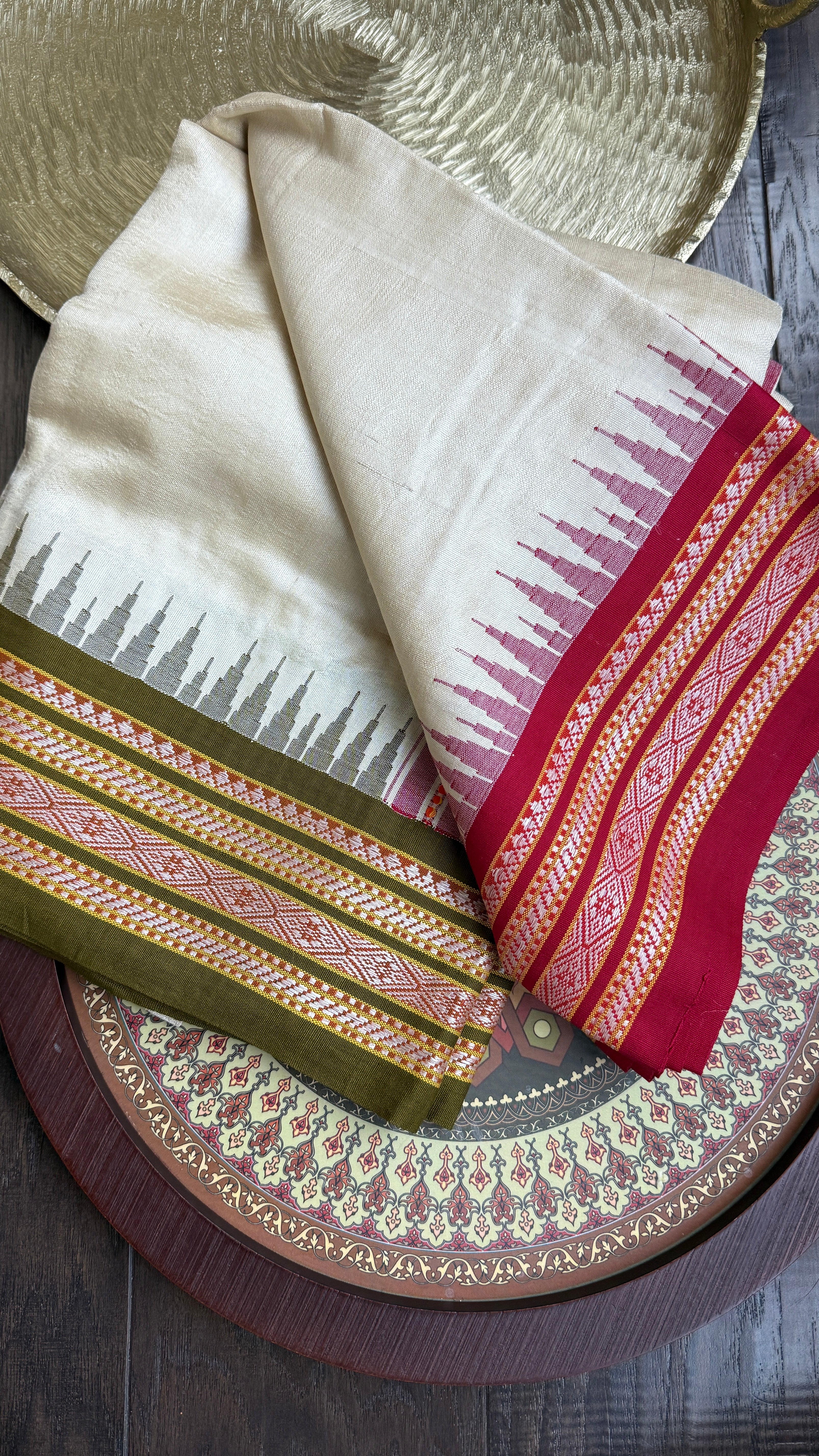 Vidarbha Tussar Silk - Tussar Color Ganga Yamuna Woven