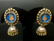 Earring 925 Silver- Krishna-Gopala Hand-painted Jhumka