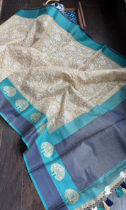 Tissue Kota Silk Embroidered - Golden Beige FIrozi