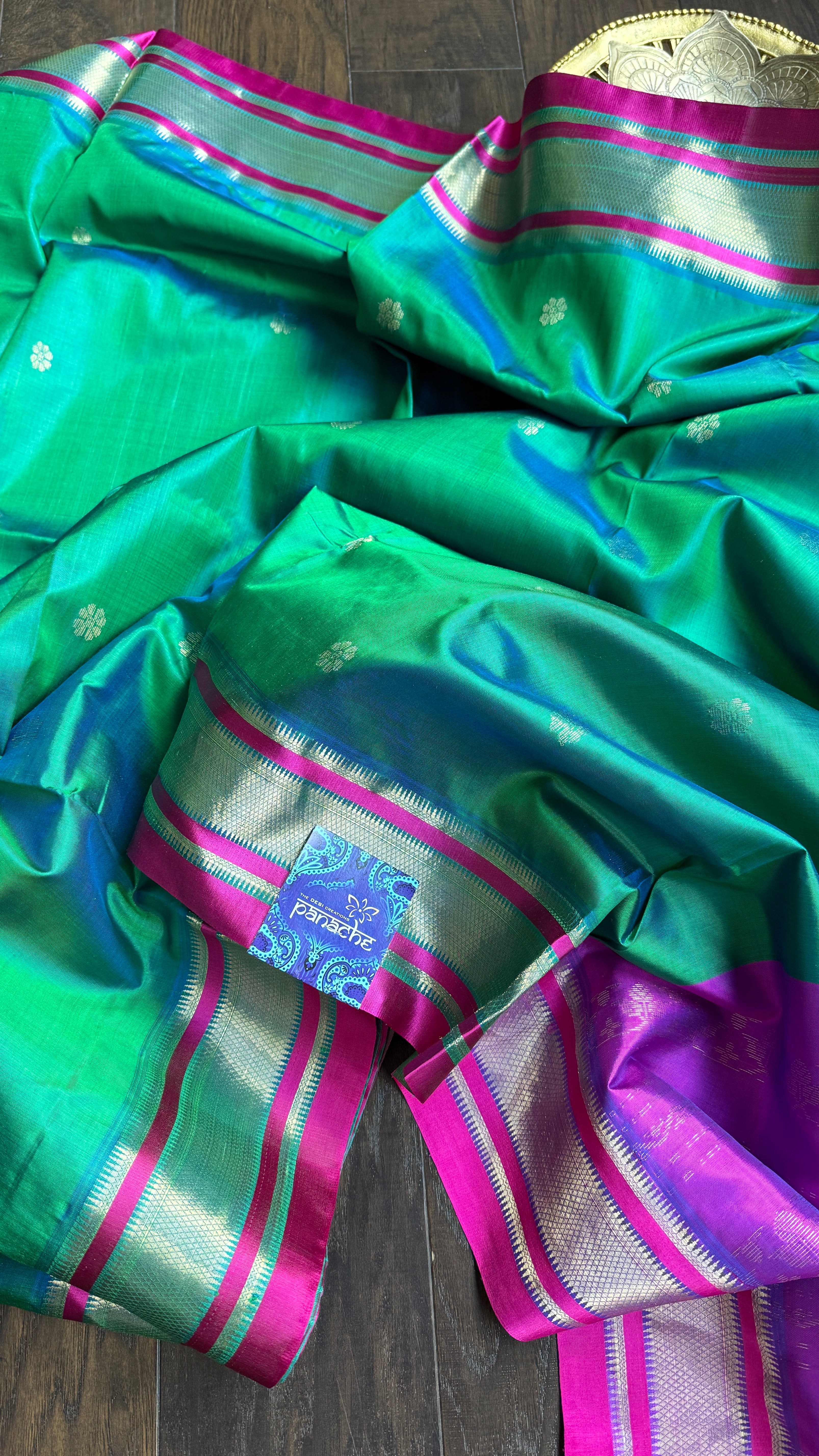 Pure Garad Silk- Sea Green Purple