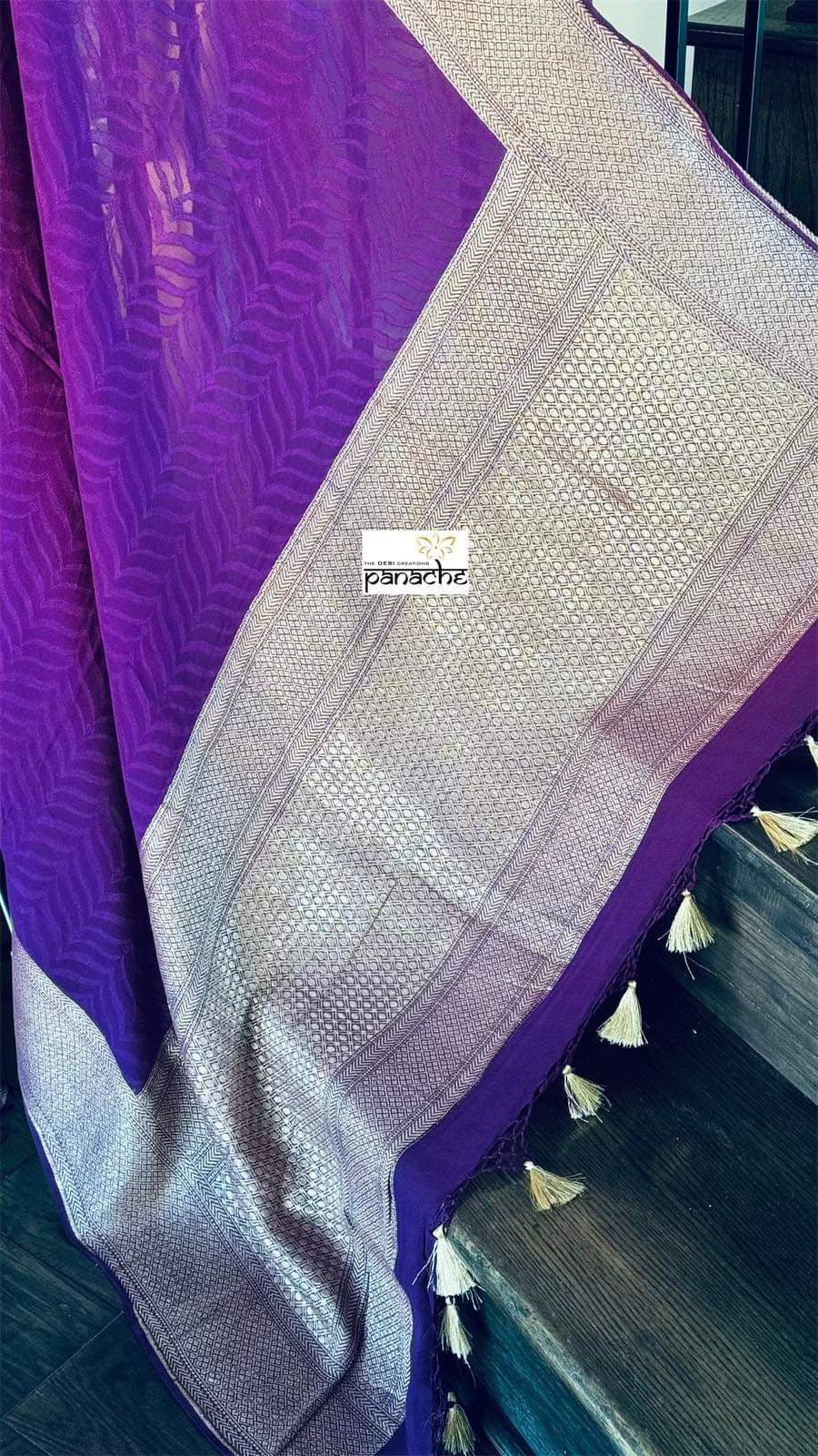 Khaddi Georgette Tanchoi Banarasi - Wine Purple