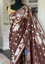 Tussar Georgette Banarasi - Chocolate Brown