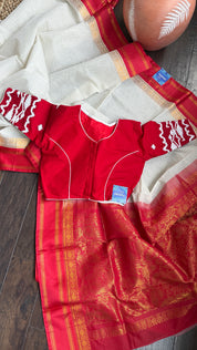 Designer Blouse - Red Jamdaani Woven