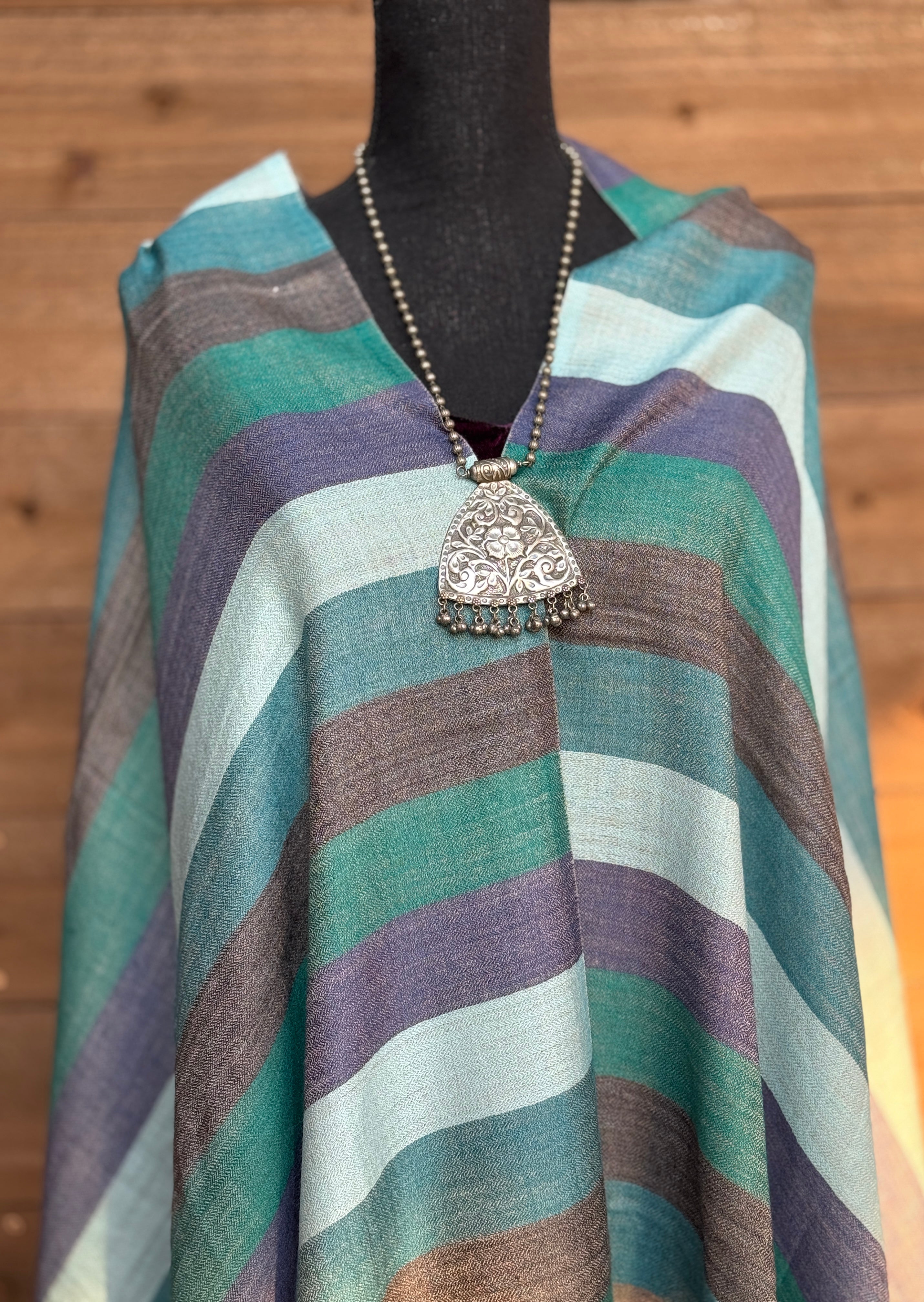 Kashmiri Woven Stole - Grey Multi color