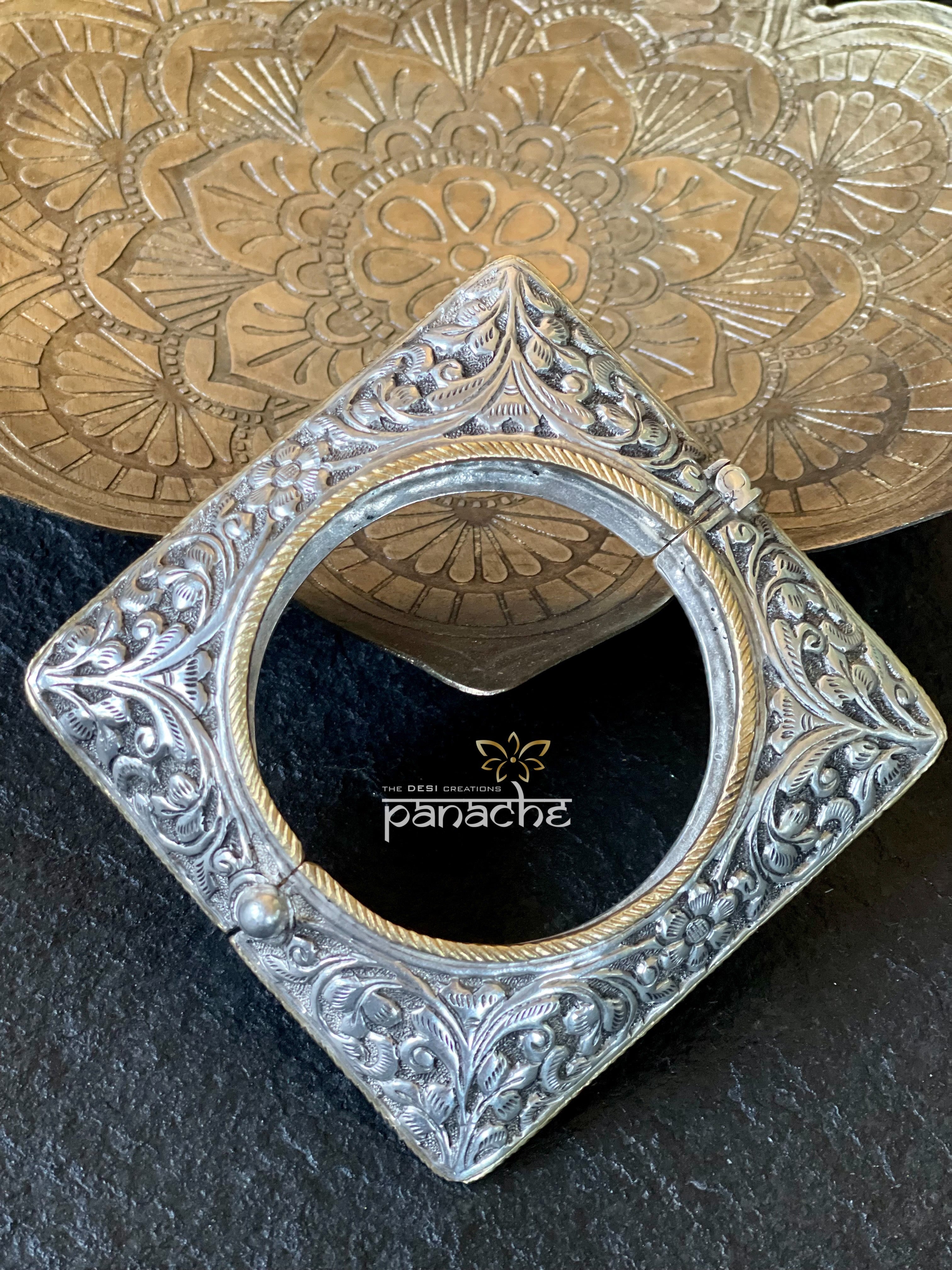 Bracelet 925 Silver- Chitai Square Dual Tone