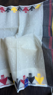 Dhakai Jamdani  - Off White Black Yellow Red