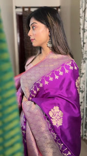 Pure Silk Katan Banarasi- Purple