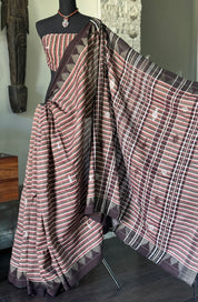 Pure Tussar Kotpad ikat  - Chocolate Brown