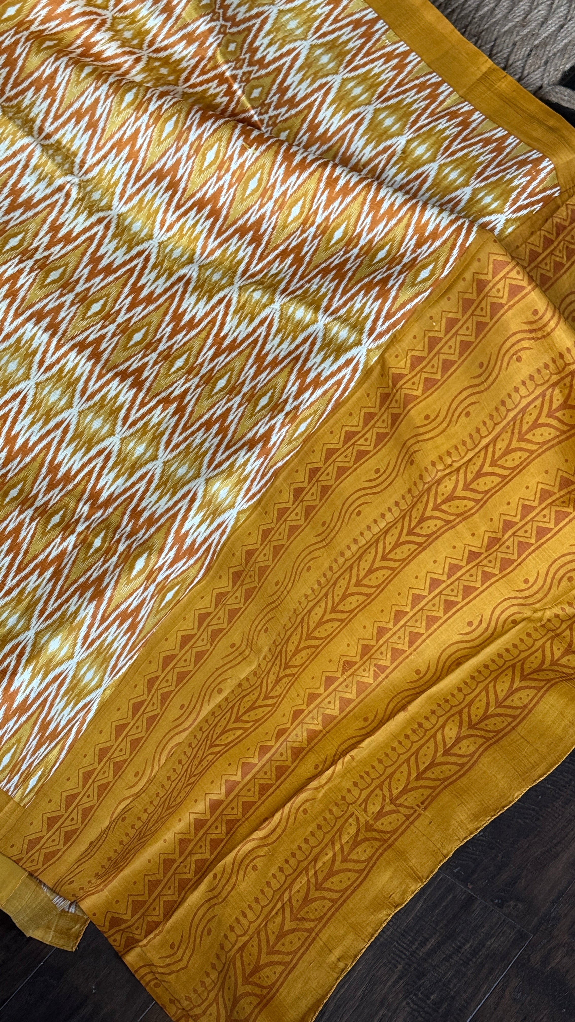 Bishnupur Silk Printed - Yellow Ikat