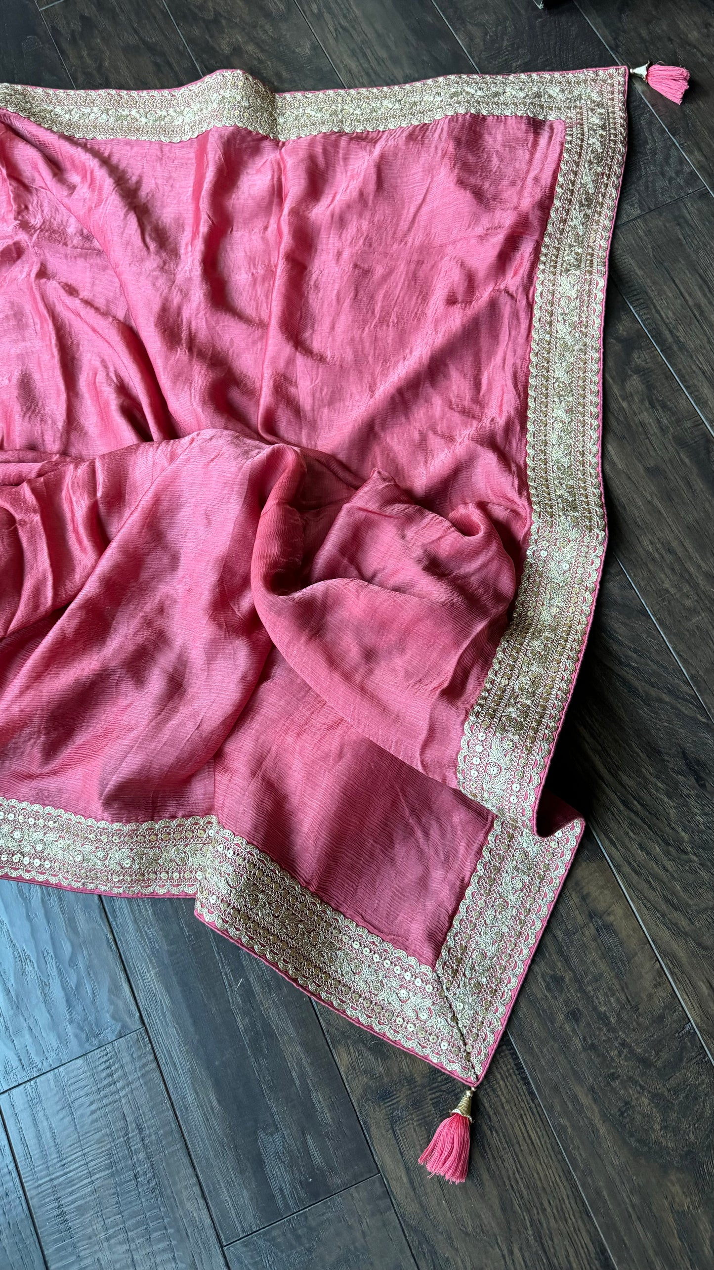 Designer Saree Blouse Pair - Pink Chiffon