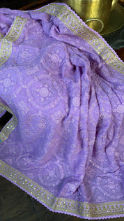 Designer Pure Georgette Chikankari - Violet
