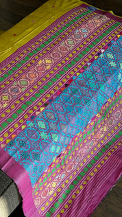 Gopalpur Tussar Silk - Lime Green Yellow Jalla Pallu