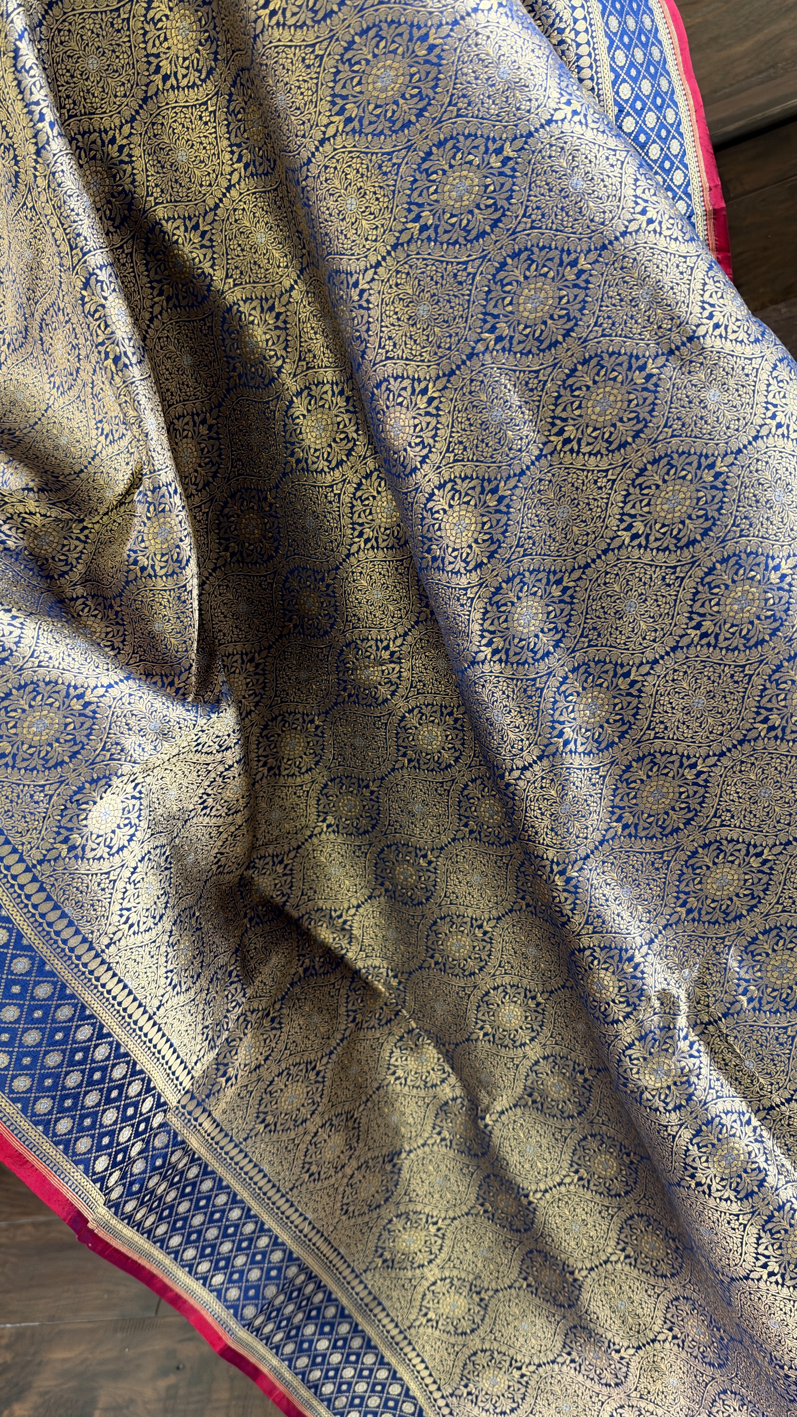 Pure Silk Brocade Banarasi- Navy Blue