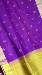 Pure Silk Kanjivaram - Purple Lime Green Yellow