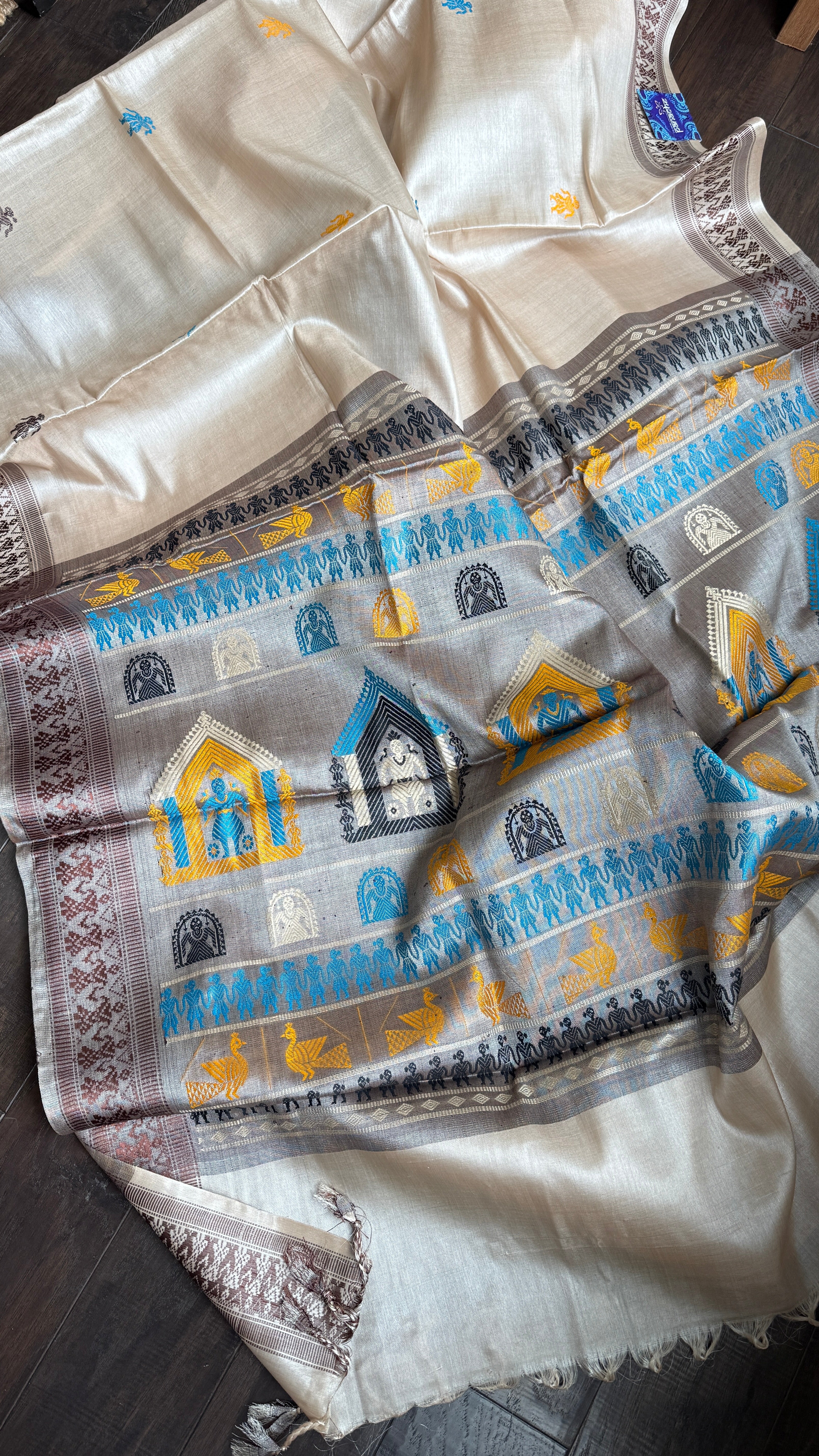 Pure Tussar Silk - Tan Beige Coffee Brown Dolabedi