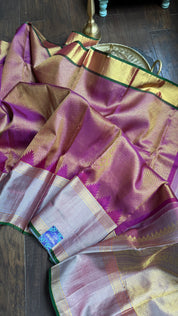 Pure Brocade Kanjivaram - Purple Golden 2g Zari