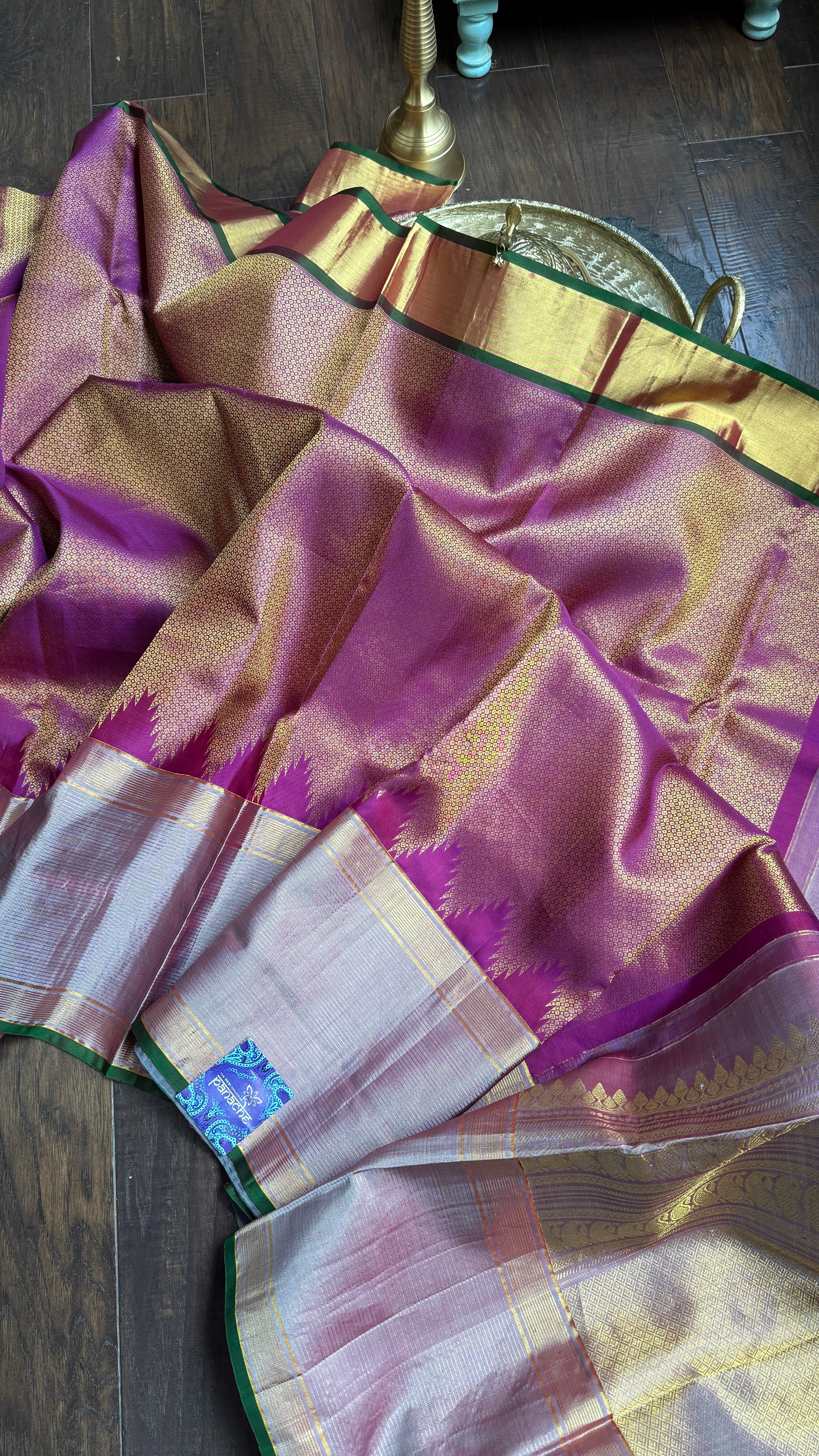 Pure Brocade Kanjivaram - Purple Golden 2g Zari