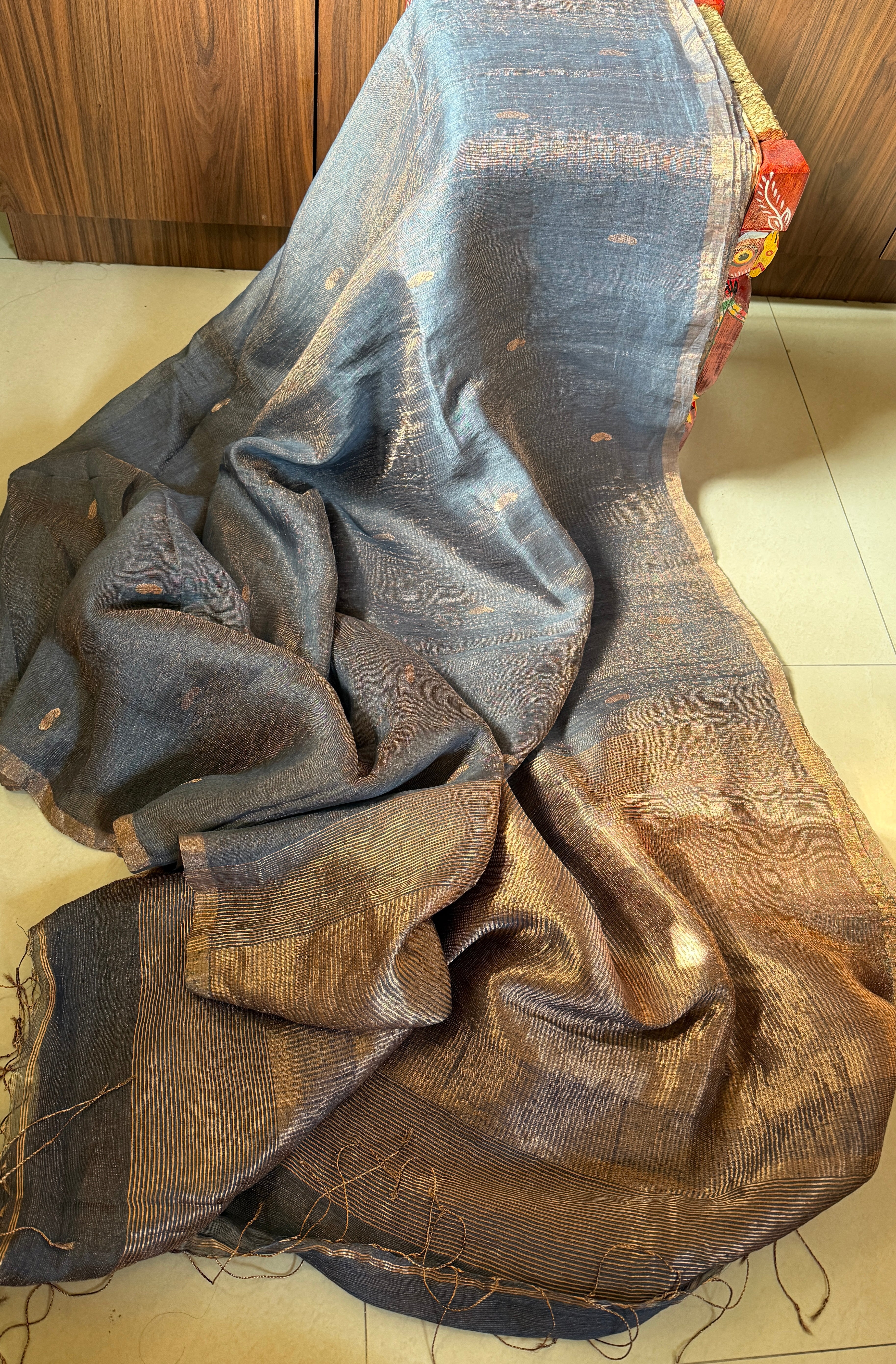 Tissue Linen Silk - Grey Mettalic