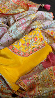 Designer Crepe Embroidered - Yellow Multicolor