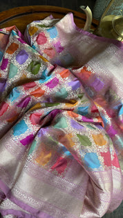Pure Silk Banarasi - Thulian Pink Multi Color