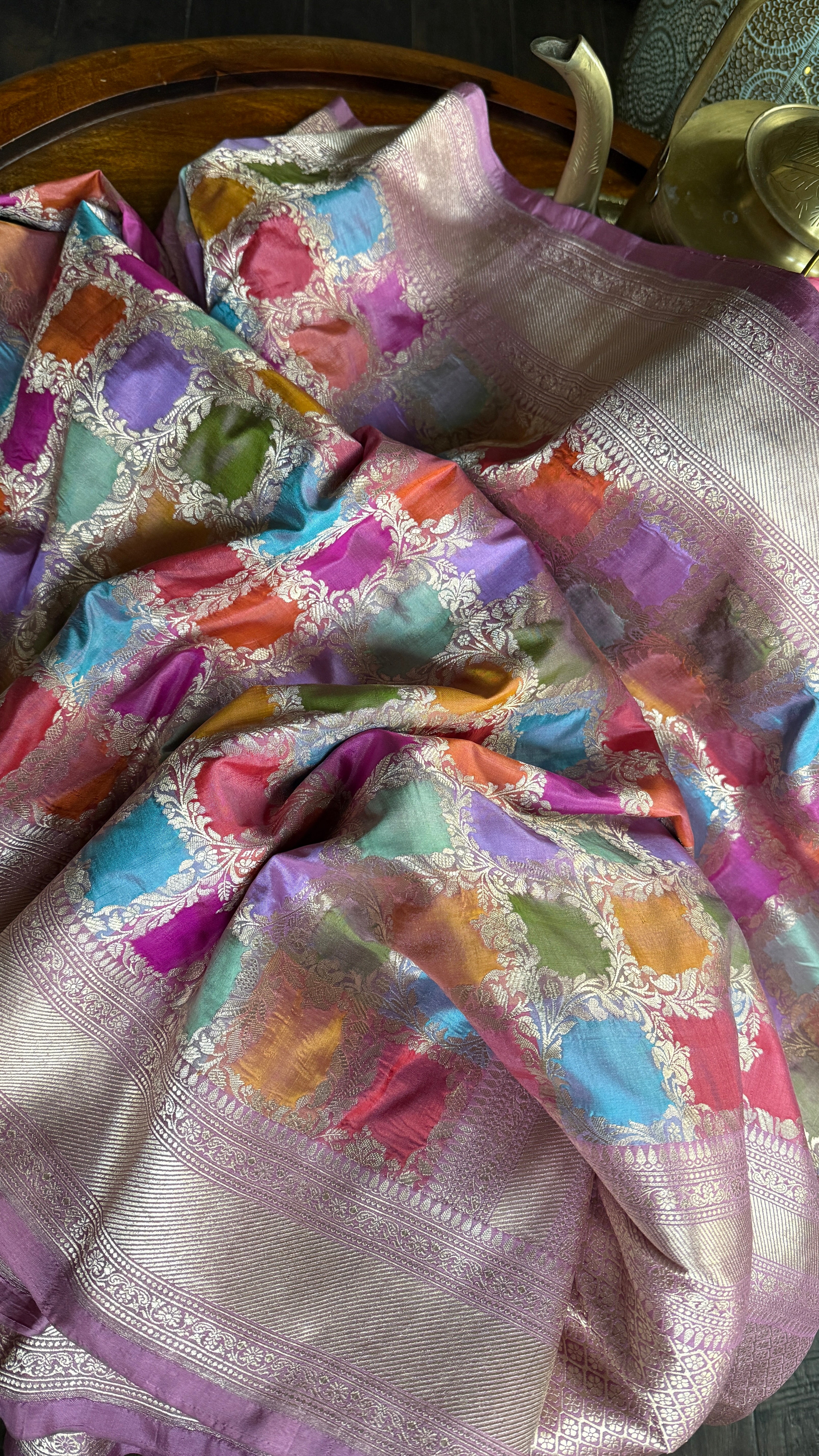 Pure Silk Banarasi - Thulian Pink Multi Color
