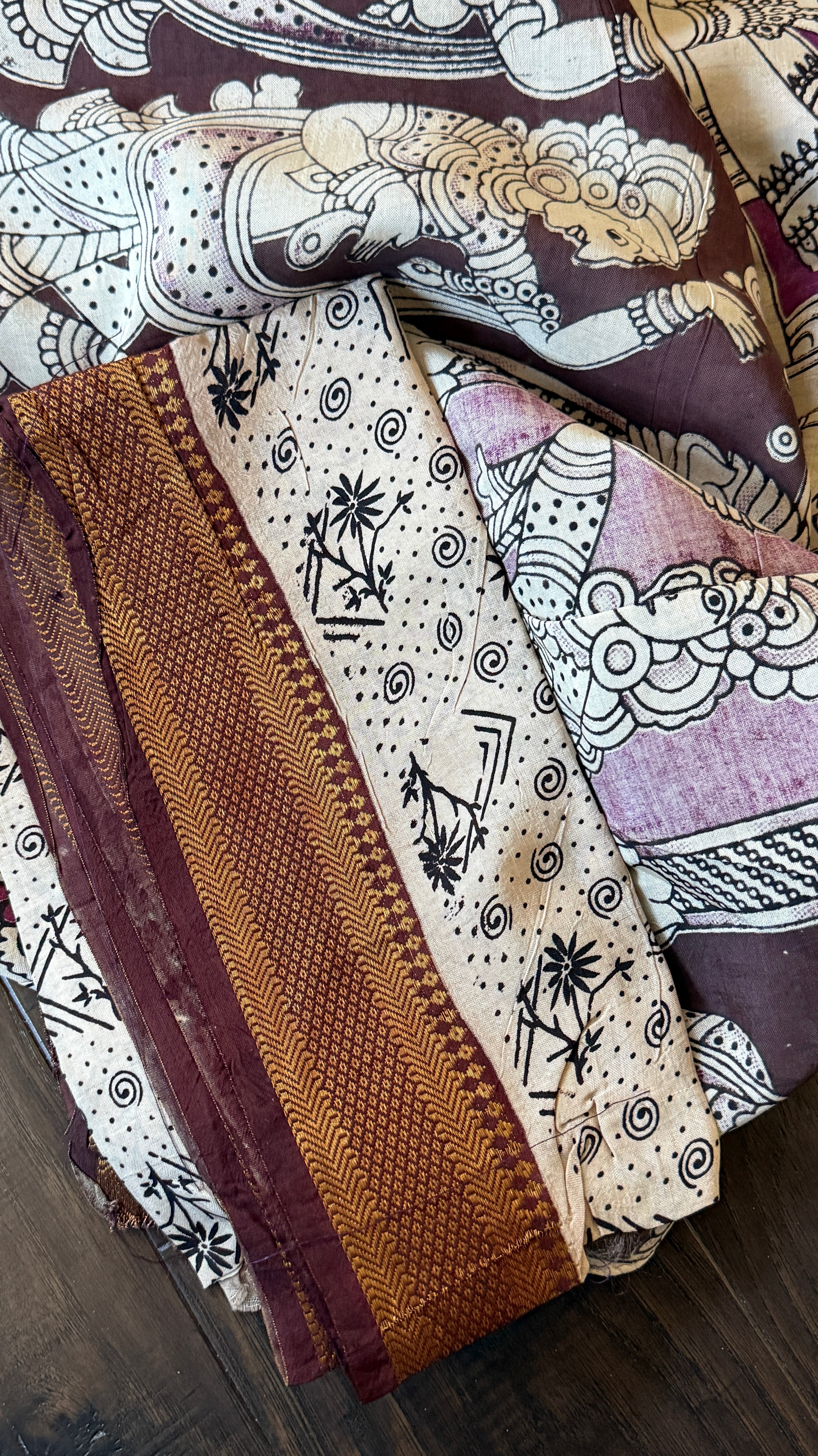 Chinori Silk Kalamkari  - Chocolate Brown