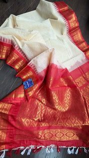 Cotton Gadwal - Beige Red