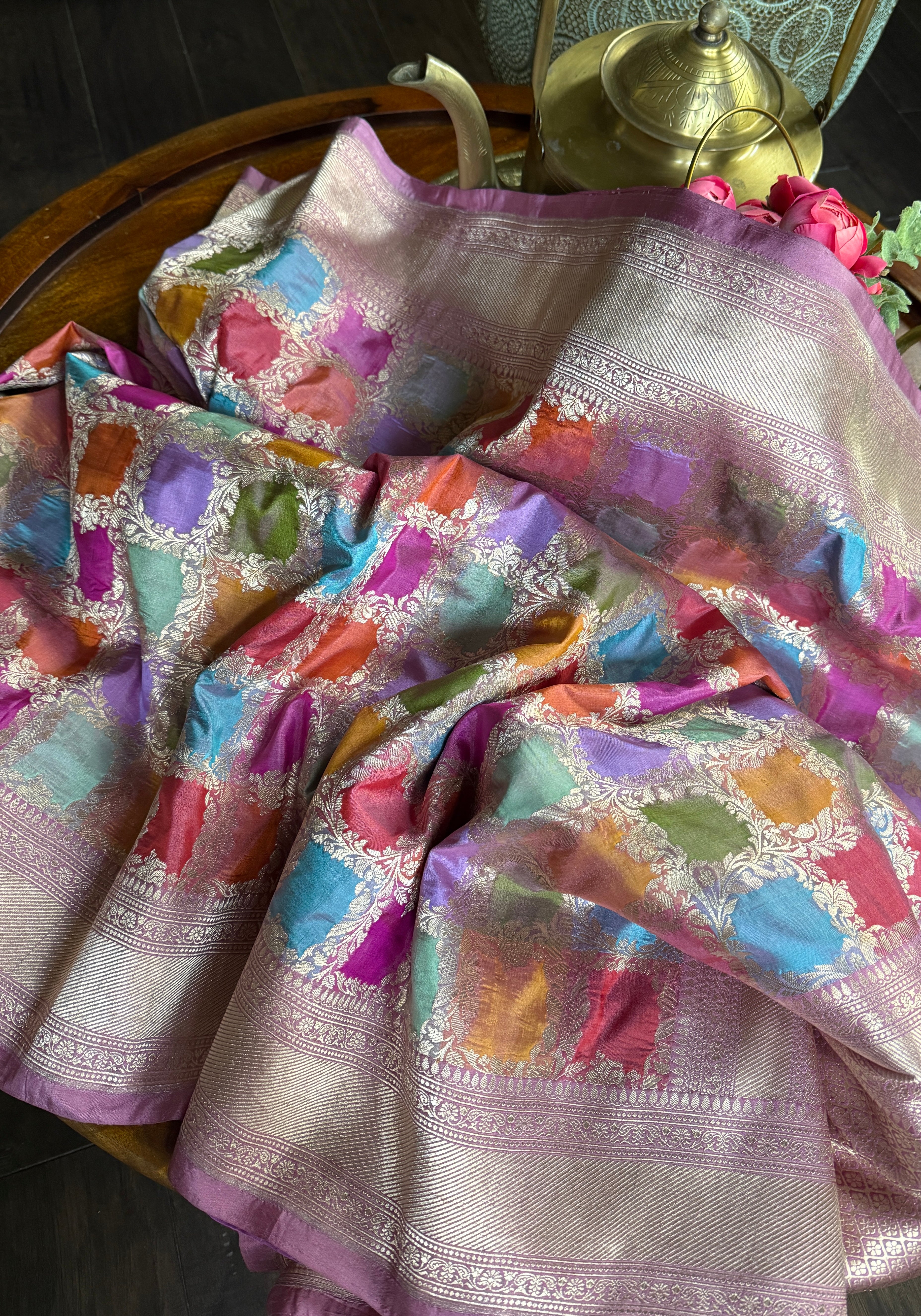 Pure Silk Banarasi - Thulian Pink Multi Color