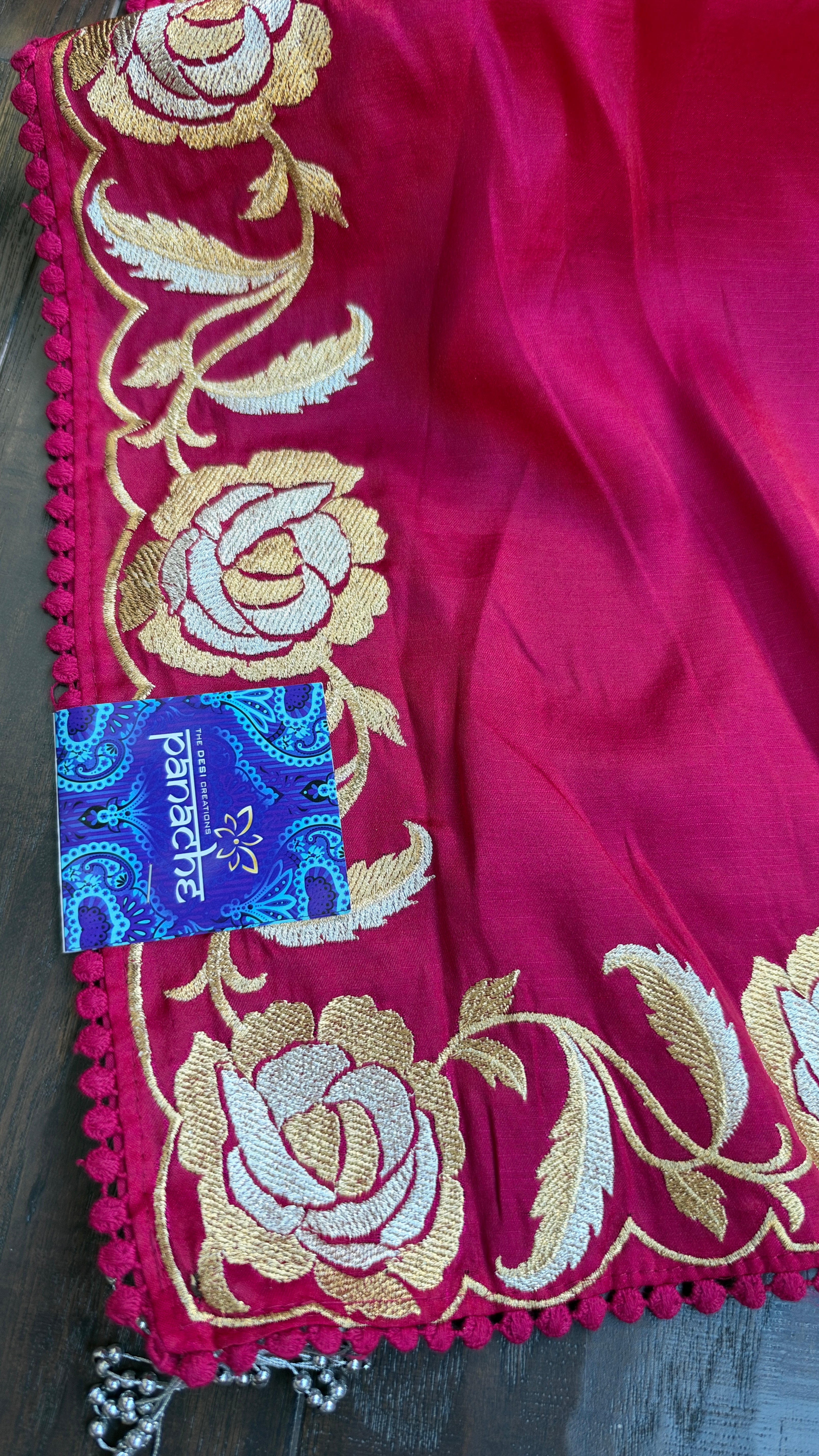 Soft Silk Embroidered - Rani Pink