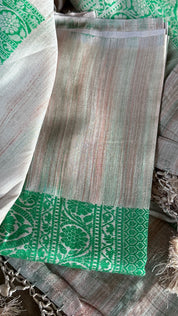 Tussar Silk Banarasi - Grey Green Resham Woven