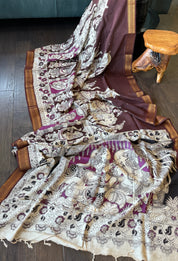 Chinori Silk Kalamkari  - Chocolate Brown