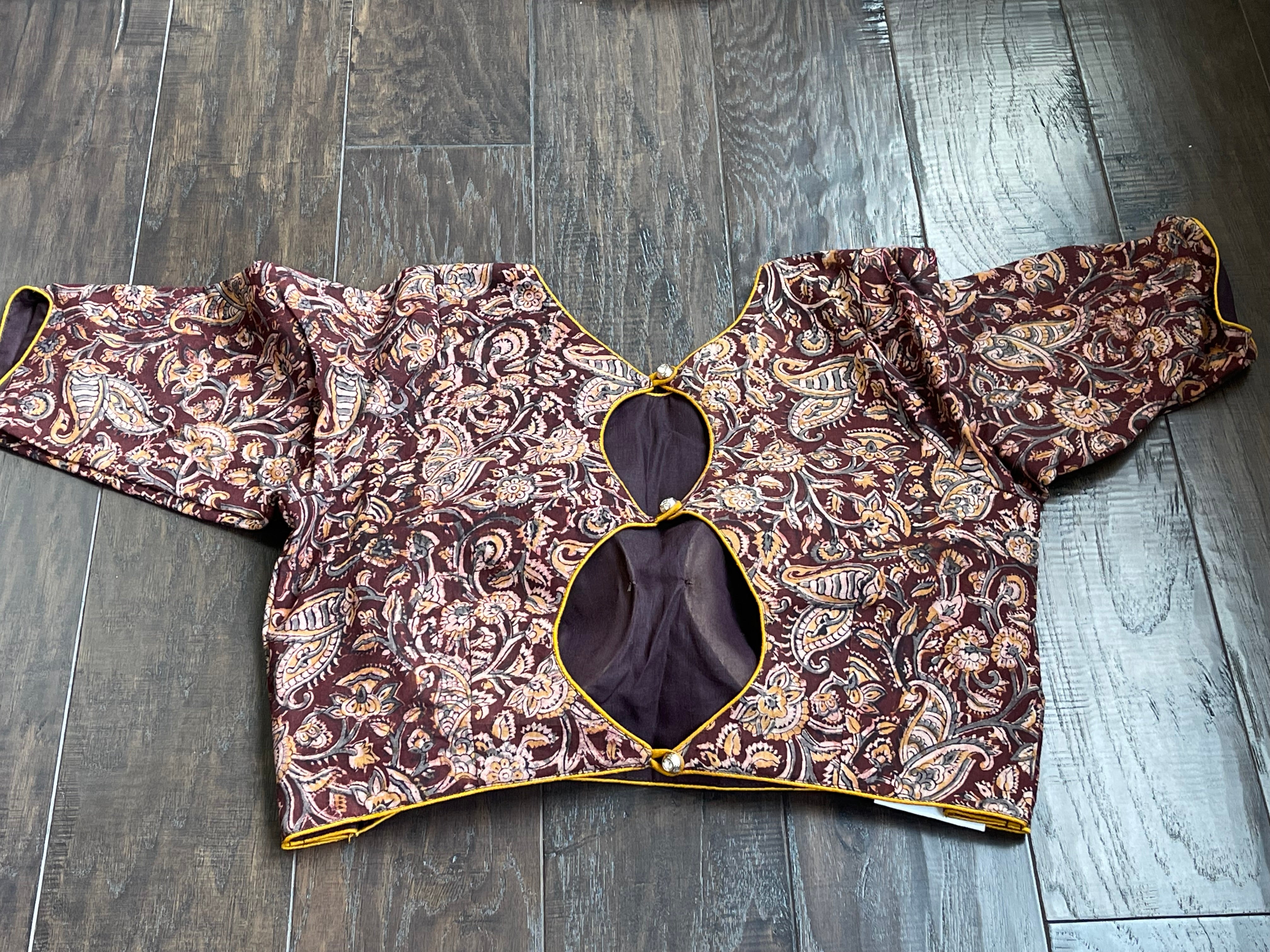 Designer Cotton Blouse - Brown Kalamkari