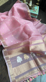 Kora Silk Banarasi - Baby Pink