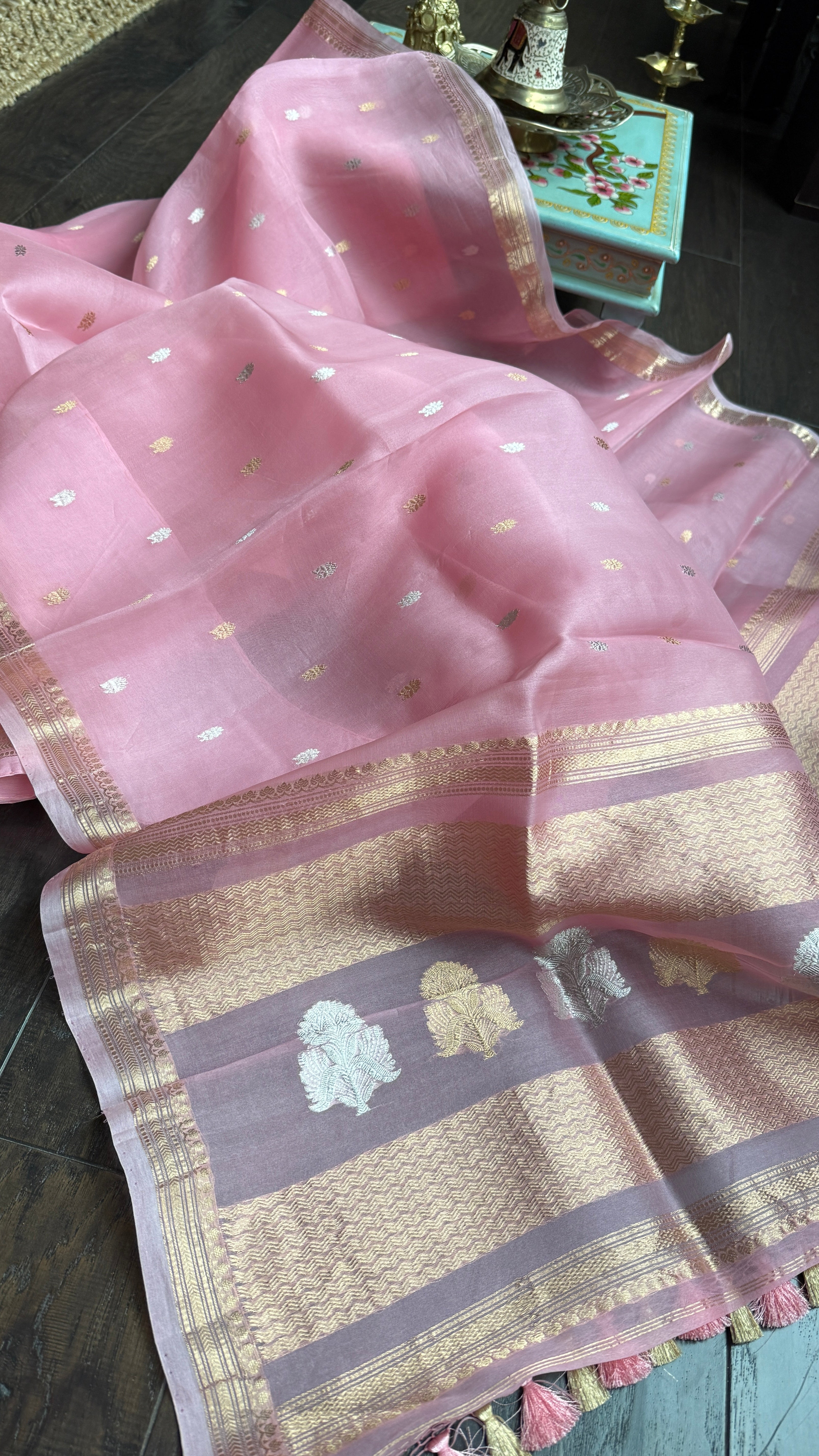 Kora Silk Banarasi - Baby Pink