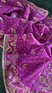 Designer Jamdaani Cutdana Embroidered - Magenta Pink