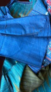 Gopalpur Tussar Silk Ikat - Henna green Blue