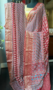 Dola Silk Ajrakh - Red Multi Color