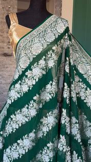 Khaddi Georgette Banarasi - Green Sona Rupa Zari