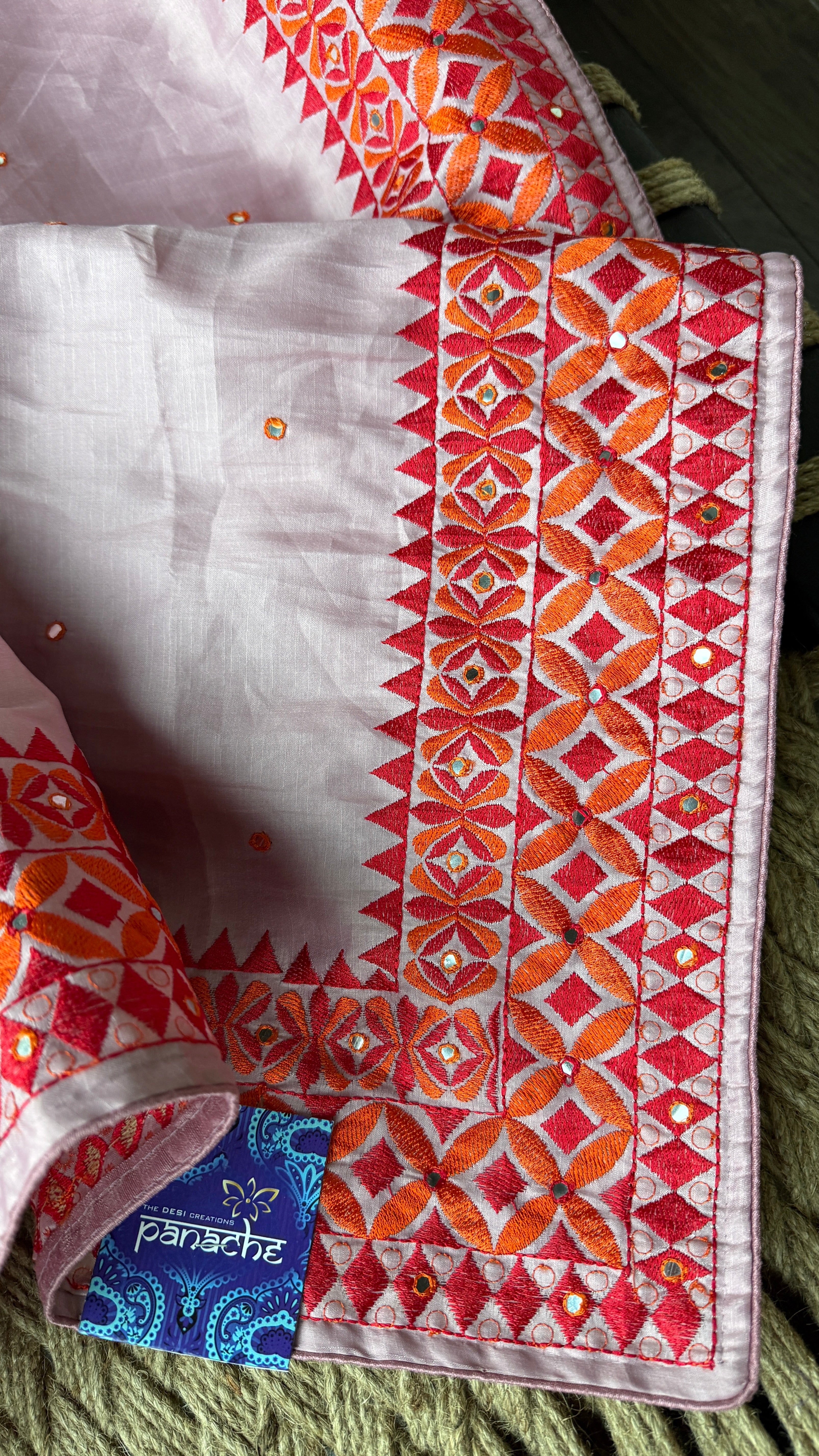 Soft Silk Kathiyawadi Embroidered - Blush Mauve Pink