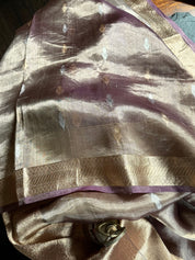 Tissue Organza Silk Banarasi - Light Gold Purple